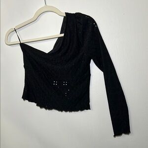 Good Luck Gem Black Asymmetrical Top new with tag